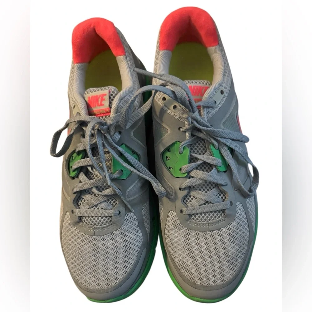 Nike LunarGlide+ 3 running shoes in grey, green, solar red Women’s 8.5 EUC